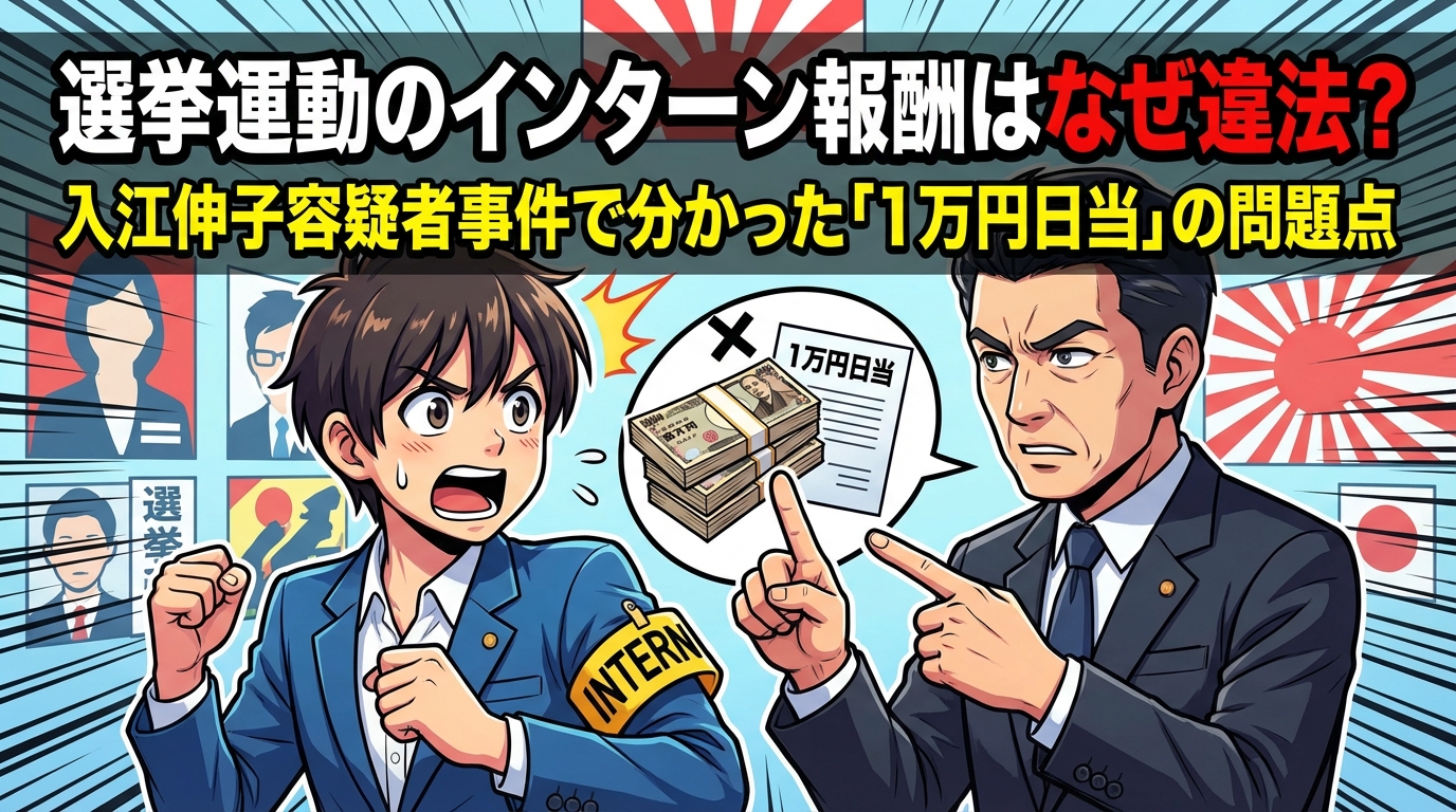 選挙運動のインターン報酬はなぜ違法？入江伸子容疑者事件で分かった「1万円日当」の問題点