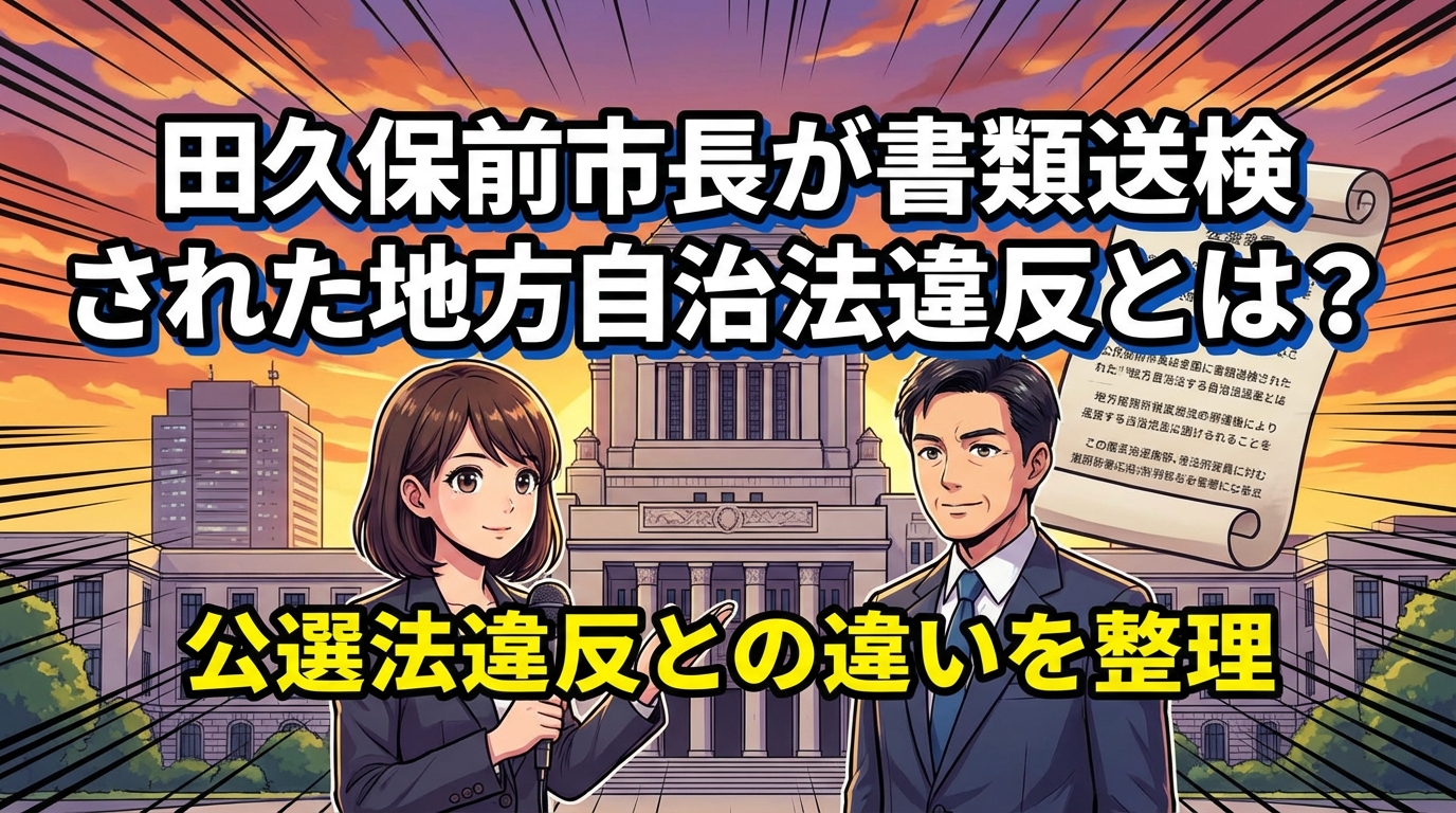 田久保前市長が書類送検された地方自治法違反とは？公選法違反との違いを整理
