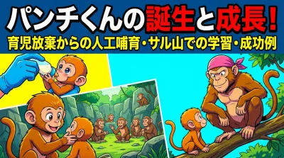 パンチくん(小ザル)の誕生と成長！育児放棄からの人工哺育・いじめ誤解の真相・サル山での学習・先輩オトメの成功例まとめ