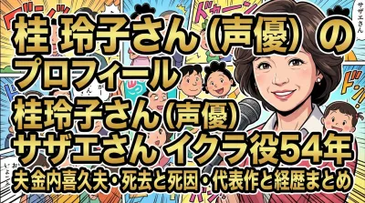 桂玲子さん（声優）のプロフィール・サザエさんイクラ役54年・夫金内喜久夫・死去と死因・代表作と経歴まとめ