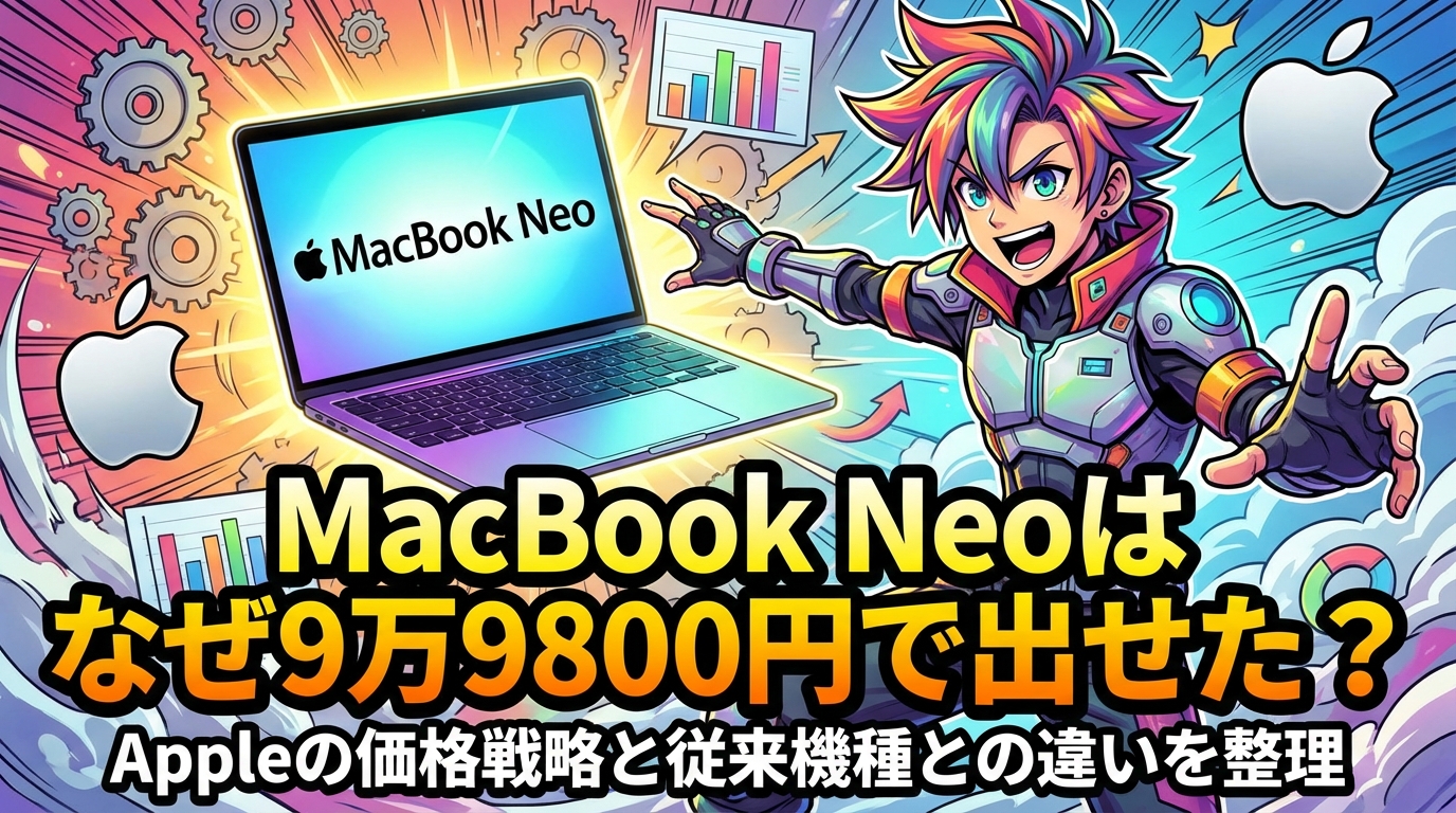 MacBook Neoはなぜ9万9800円で出せた？Appleの価格戦略と従来機種との違いを整理