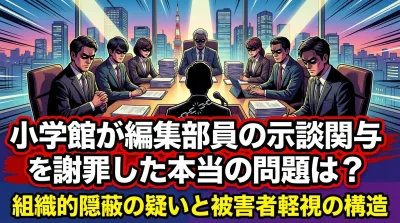 小学館が編集部員の示談関与を謝罪した本当の問題は？組織的隠蔽の疑いと被害者軽視の構造